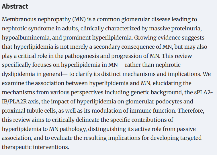 Hyperlipidemia in membranous nephropathy

doi.org/10.1093/ckj/sf…