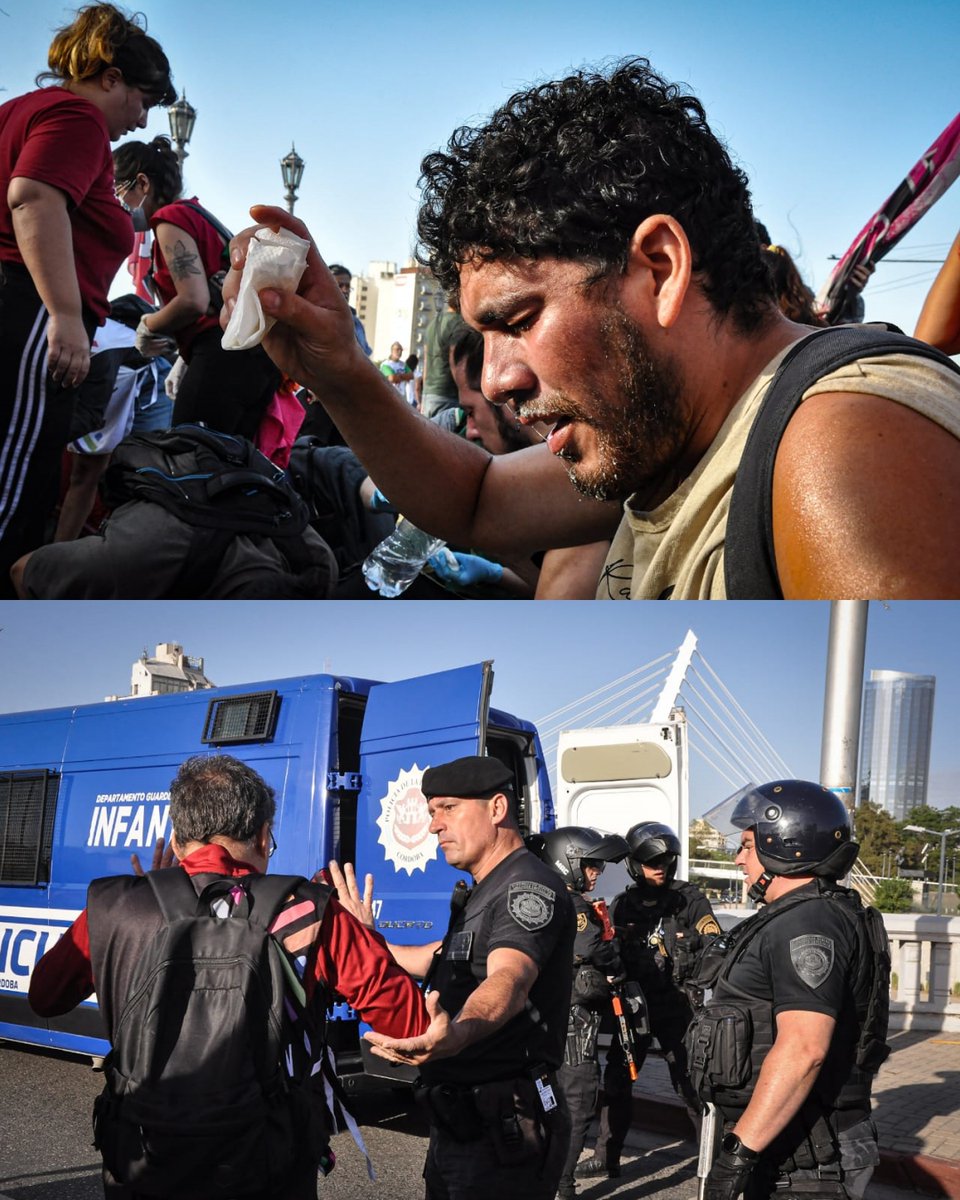 Decenas de heridos por gas lacrimógeno en Córdoba. La represión fue en el Puente Centenario donde detuvieron a dos docentes y  a una trabajadora de prensa. La reforma laboral camina en base a un Estado represivo y con la complicidad de diversos partidos. Fotos <a href="/izquierdadiario/">La Izquierda Diario</a>