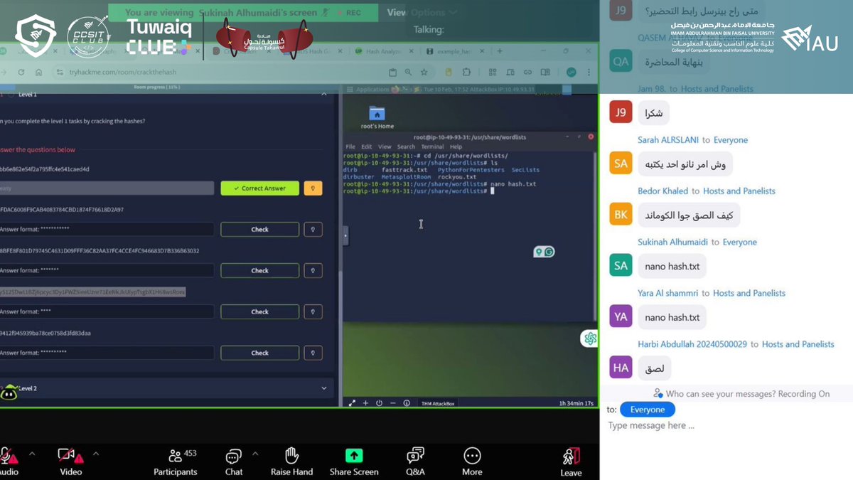 استعراض لأبرز لحظات اليوم الثالث من معسكر CyberKickStart
بعنوان: Cryptography Fundamentals

جلسة تقنية ركزت على مفاهيم التشفير الأساسية، وسط تفاعل مميز ونقاشات أثرت التجربة المعرفية 🔐✨

<a href="/TuwaiqClubs/">Tuwaiq Club | نادي طويق</a>
#CSC_IAU #IAU_CCSIT #CCSIT_CLUBS
#جامعة_الإمام_عبدالرحمن_بن_فيصل