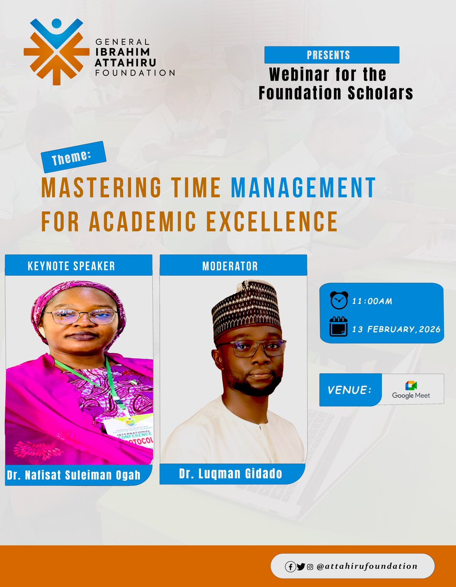 gia_foundation's tweet photo. The General Ibrahim Attahiru Foundation is pleased to host an enriching webinar designed to equip our scholars with practical skills for success.  #GIAFS #AcademicExcellence #ScholarsDevelopment https://t.co/6dUmr7GUOk