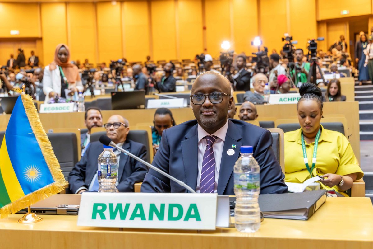 RwandaMFA's tweet photo. Minister @onduhungirehe is in Addis Ababa, Ethiopia, for the 48th Ordinary Session of the AU Executive Council ahead of the 39th African Union Summit scheduled for 14-15 February 2026. This year’s summit is held under the theme “Assuring Sustainable Water Availability and Safe Sanitation Systems to Achieve the Goals of Agenda 2063”. 

The Council is one of the African Union’s principal policy organs, composed of ministers of foreign affairs or other designated ministers of AU member states, responsible for coordinating and taking decisions on policies in areas of common interest, among others.