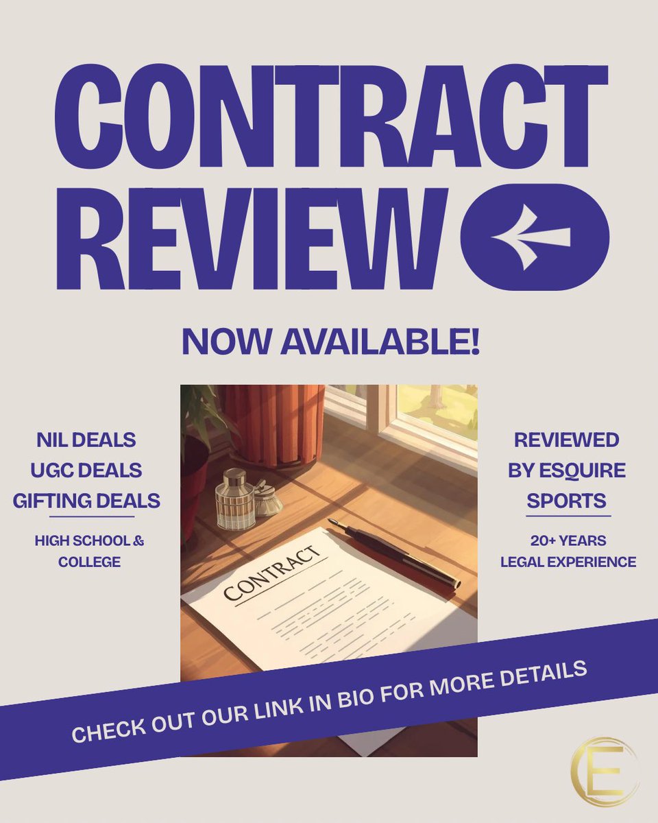 Esquire_NIL's tweet image. Esquire Sports is now offering NIL contract reviews so athletes can sign with confidence‼️

✔️ Reviewed by an in-house lawyer
✔️ 20+ years of legal experience
✔️ 1-on-1 review call

🔗 Link in bio to get started.

#nil #contracts