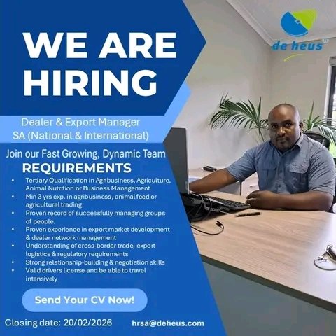 NthabelengDlam3's tweet photo. #new #vacancy at #DeHeus #HeadOffice #southafrica. 
Closing Date 20/02/2026. https://t.co/1NpZyeLDgf