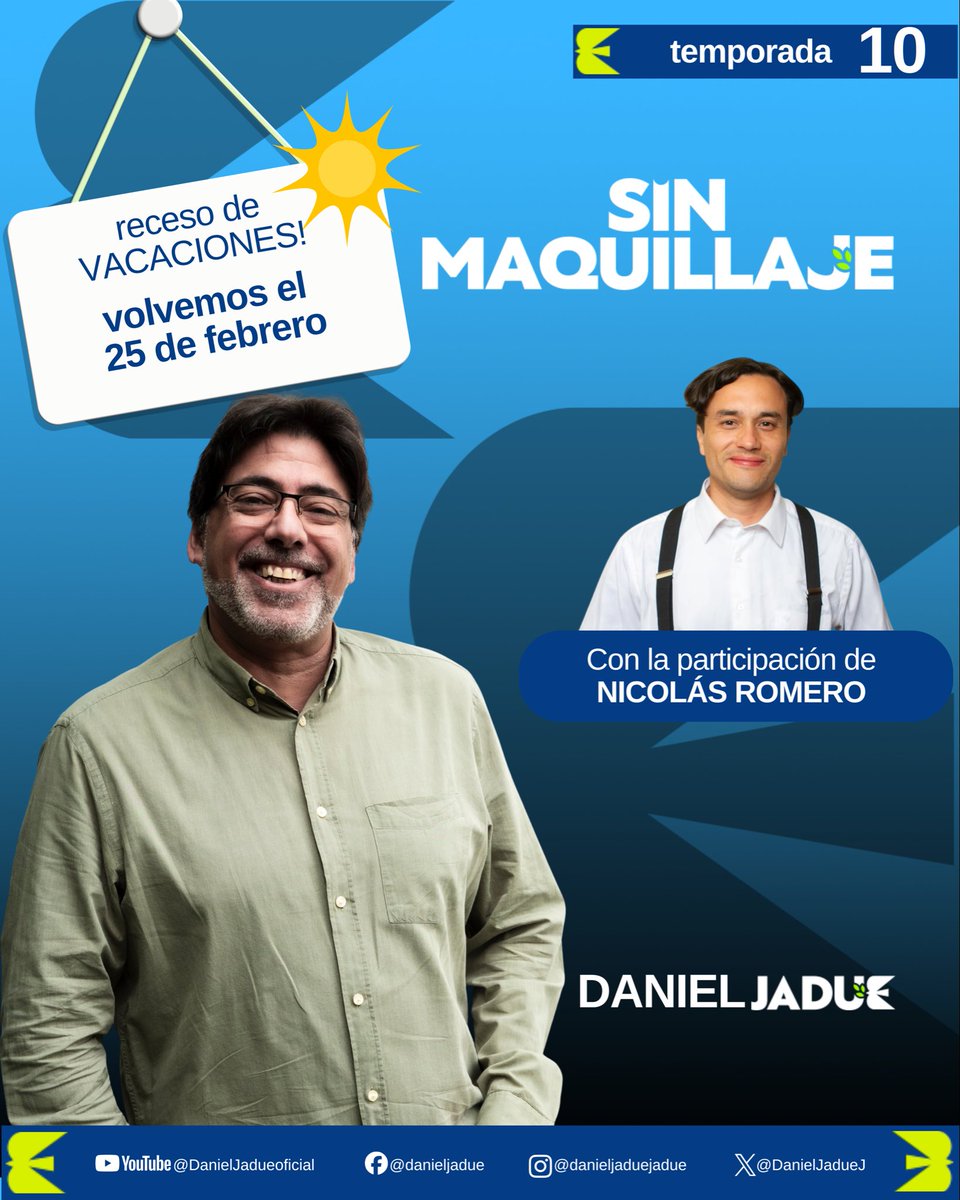 Querida comunidad #SinMaquillaje nos tomaremos dos semanas de descanso durante febrero por lo que volvemos el próximo miércoles 25 para un nuevo capítulo! Las y los esperamos!