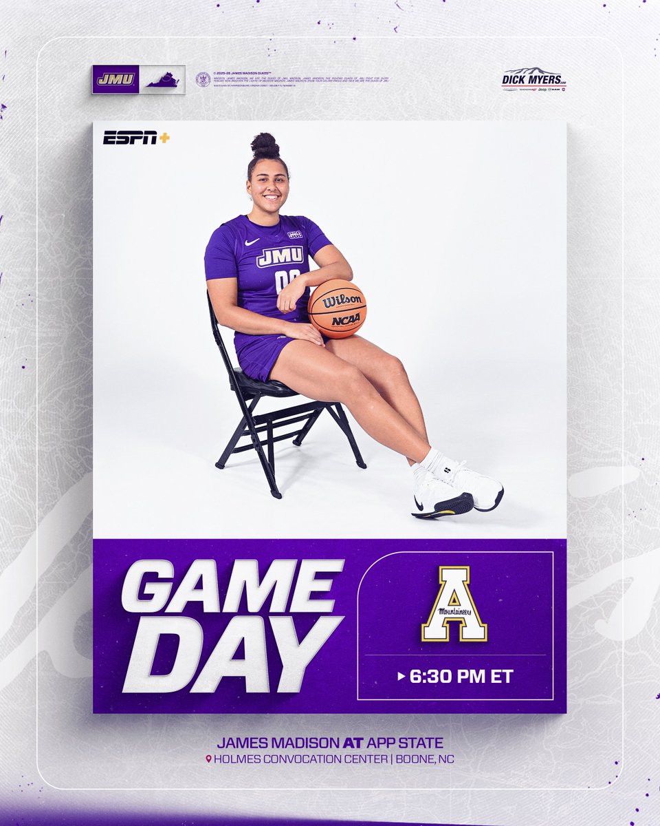 In my mind, I'm goin' to Carolina.

🆚 App State
📍 Boone, N.C.
🕡 6:30 p.m.
🖥️ tinyurl.com/ya3j5et5
📻 tinyurl.com/2a7kvbek
📊 tinyurl.com/39wr64e3

#GoDukes