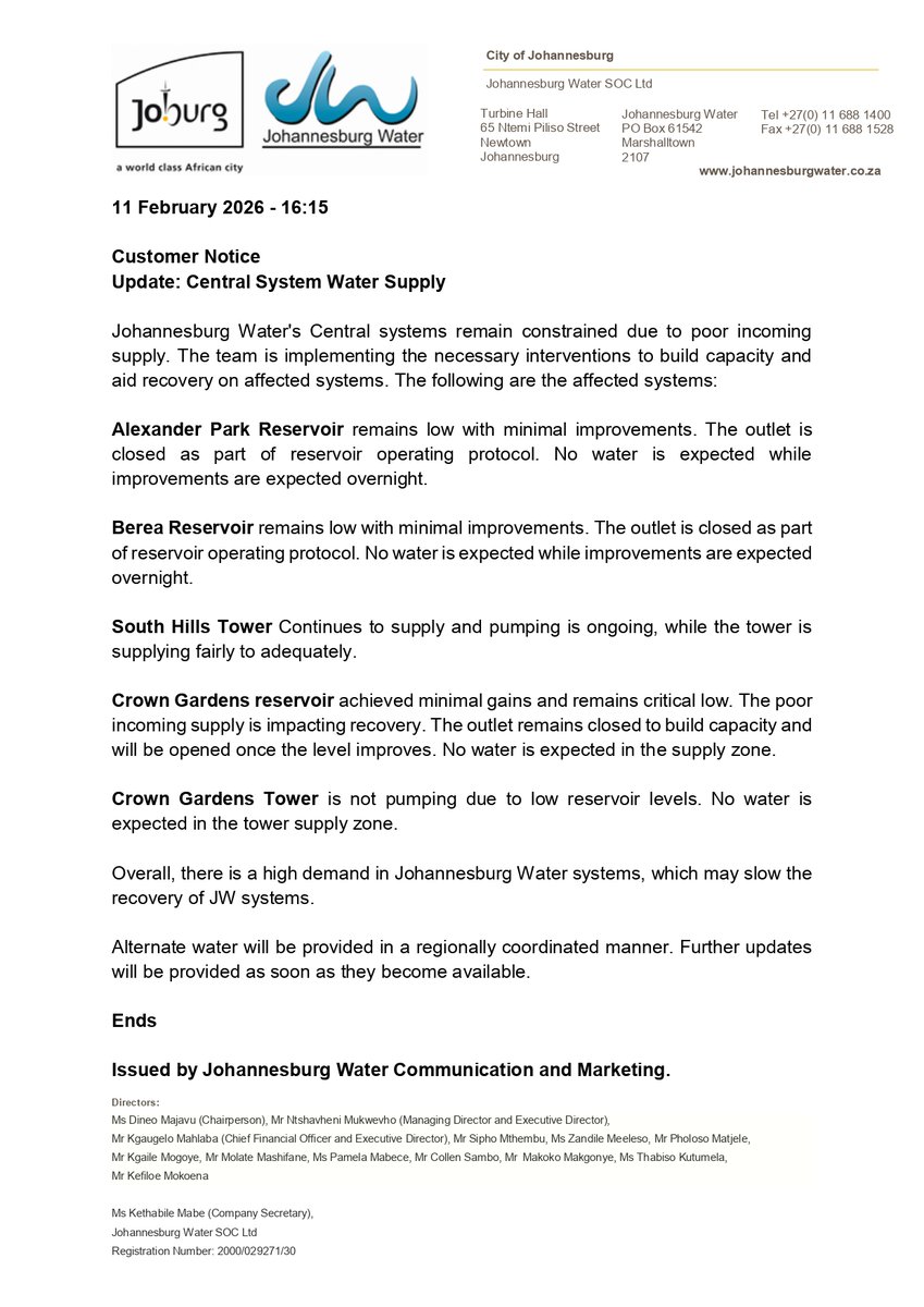 Johannesburg Water tweet media