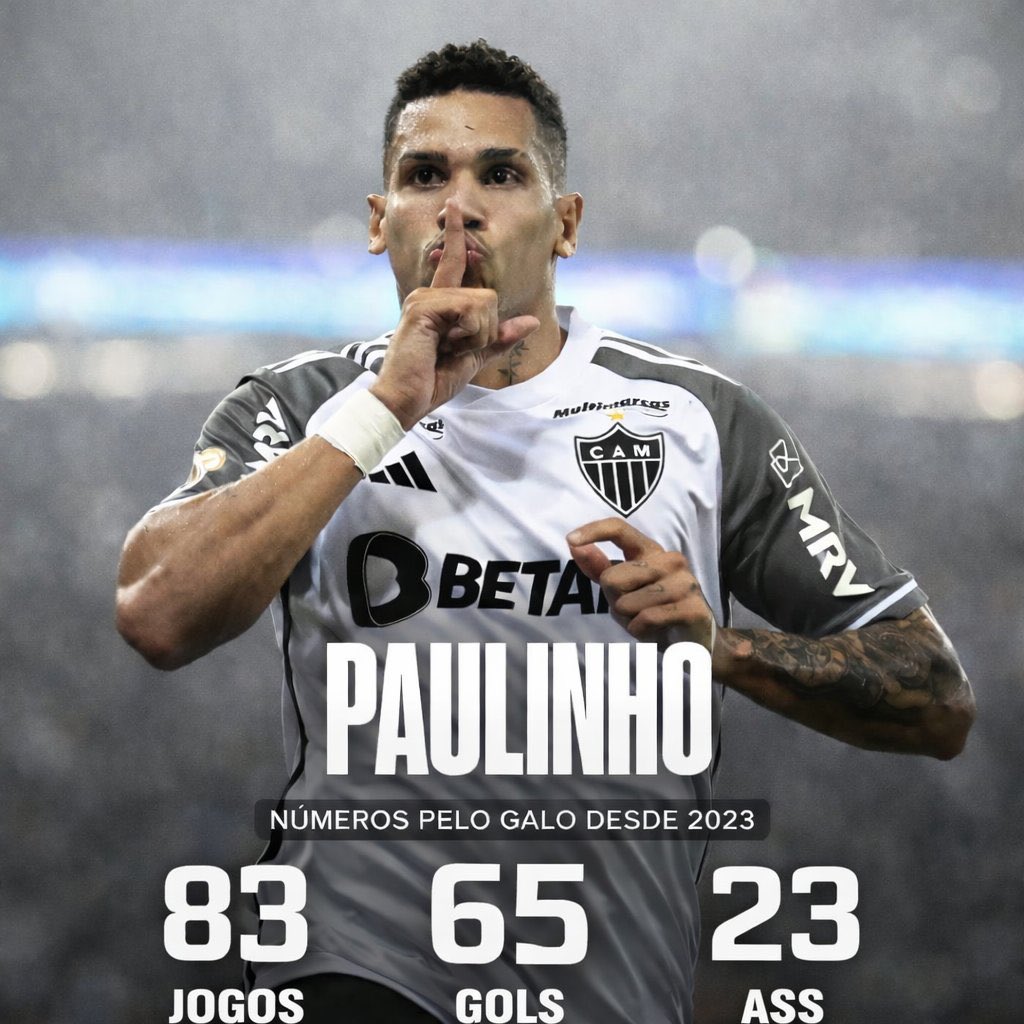 aMassaGalo's tweet image. Os números do Paulinho pelo Galo em apenas 2 anos de clube foi coisa de maluco! 🤯