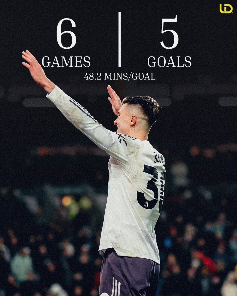 Since Rúben Amorim was sacked, Benjamin Šeško has 𝐟𝐢𝐯𝐞 goals in his last 𝐬𝐢𝐱 games ⚽️⚽️⚽️⚽️⚽️

That's a goal every 48.2 𝐦𝐢𝐧𝐮𝐭𝐞𝐬 🥶🇸🇮