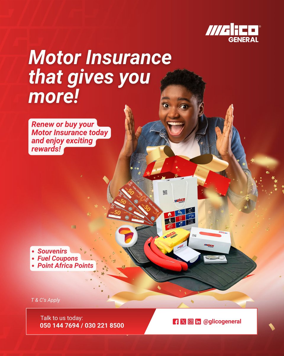 Glicogeneral's tweet image. It's the season of love! Renew or buy GLICO Motor Insurance today and enjoy rewards.

Talk to us to learn more.
📞 +233 50 144 7694 
📧 customerexperience@glicogeneral.com

#autoinsurance #GLICOGeneral #love #thecushionedlife