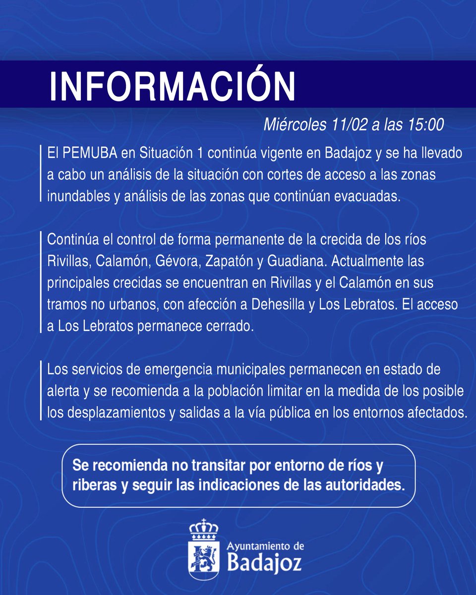 aytodebadajoz's tweet photo. ℹ️ Información sobre el #PEMUBA en Situación 1 en #Badajoz https://t.co/yw90SCPOIH