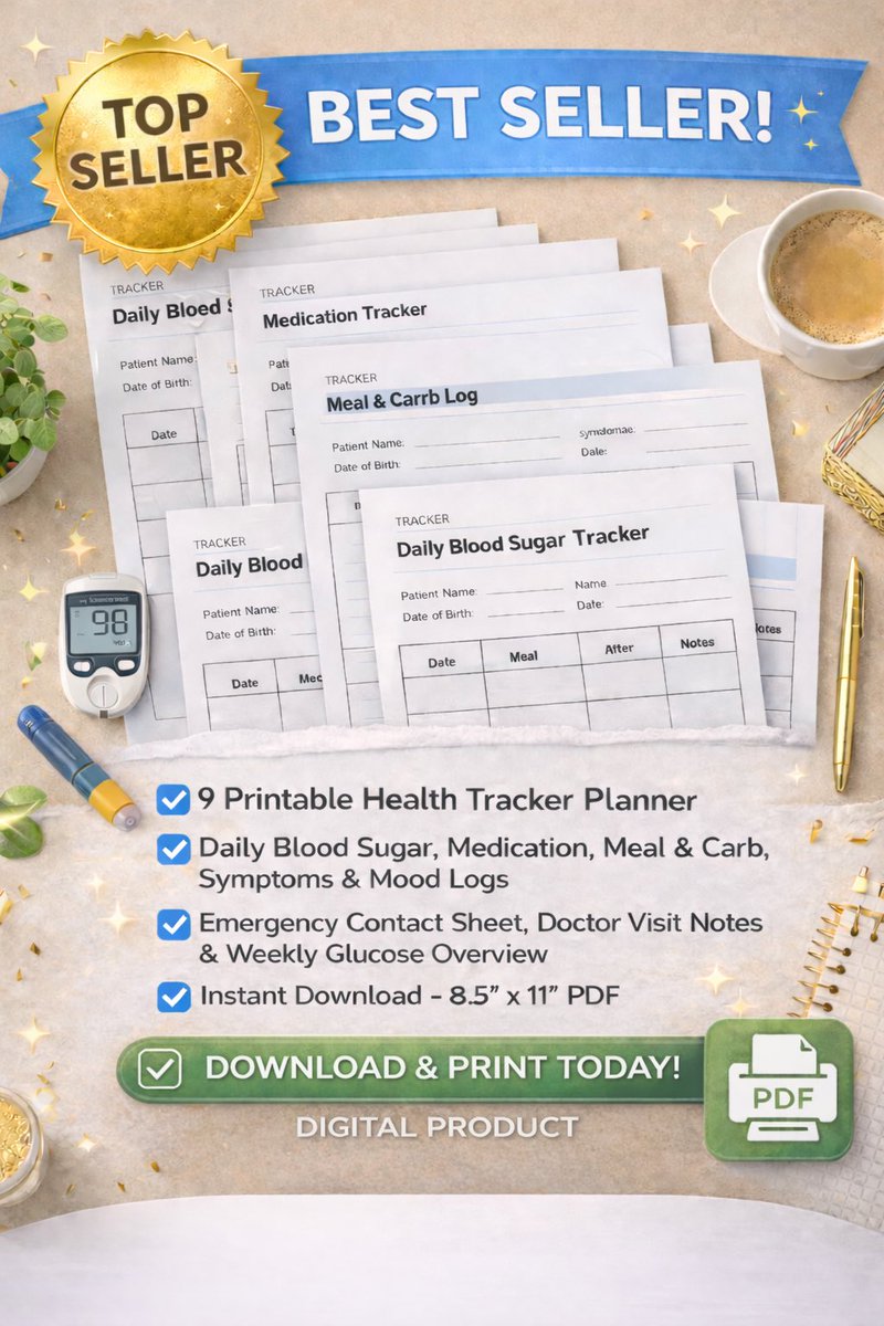 mykabibi's tweet photo. Staying organized with diabetes tracking doesn’t have to be complicated. This Blood Sugar Log Printable helps track glucose, medication, and meals in one place.
Instant download. Print at home. Start today. https://t.co/4szWuE4hOB
#diabetes #bloodsugar #healthtracker https://t.co/r6rKGESL8N