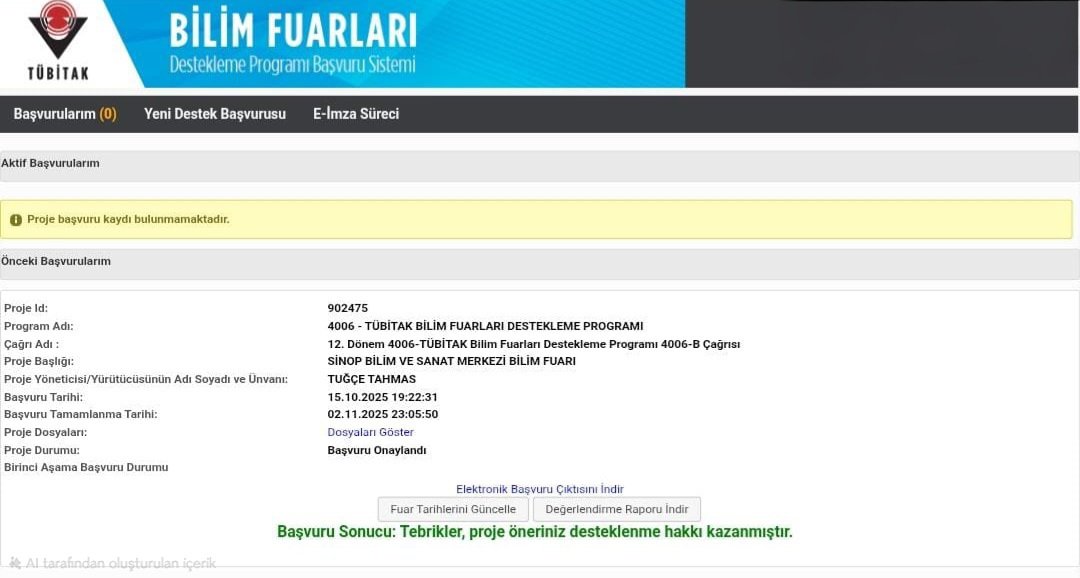 SinopBilsem's tweet photo. Sinop Bilim ve Sanat Merkezi öğretmenlerimizin hazırladığı TÜBİTAK 4006 Bilim Fuarı projemiz destek almaya hak kazandı.
Emek veren tüm öğretmenlerimize teşekkür eder, katkı ve destekleri için Sinop Üniversitesi öğr. üyesi Doç. Dr. Nurhan Öztürk hocamıza ayrıca teşekkür ederiz. https://t.co/cBcFYWiIvV