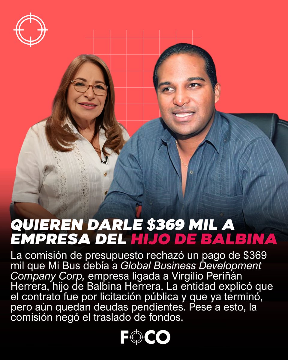 Quieren darle $369 mil a empresa del hijo de Balbina