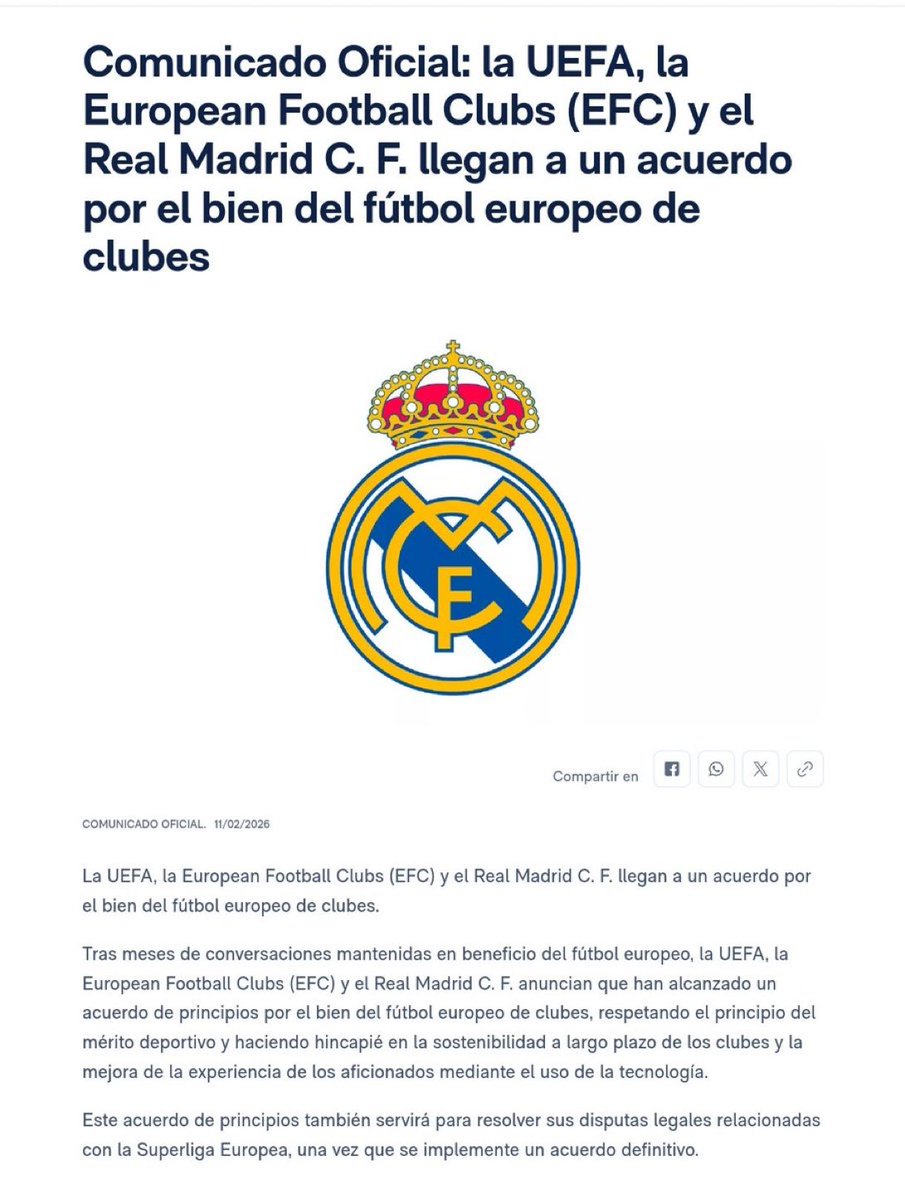 🤡 FLORENTINO SIEMPRE GANA te dicen sus aduladores.

Lo que ha hecho es arrastrar la imagen del club por los suelos, dañando gravemente la reputación del Real Madrid en todas las instituciones del mundo a costa de un proyecto megalómano sin sentido y que nació muerto. #Superliga