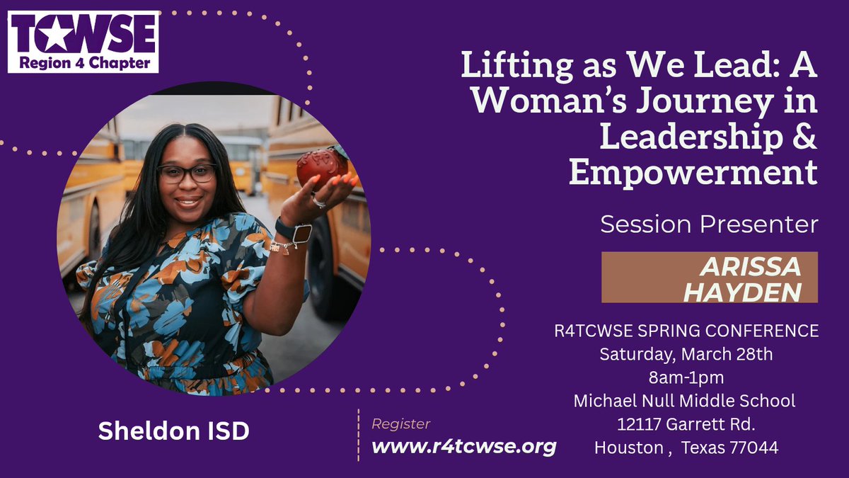R4TCWSE's tweet photo. Join Arissa Hayden for "Lifting as We Lead," a candid look and conversation about what it takes for women to grow, lead, and thrive. Move beyond hard work to being truly positioned for success!

📅 March 28 ✨ 🔗 Register at https://t.co/64rfev53No #ThePowerOfWe 
@SheldonISD https://t.co/cLjM9GWRmy