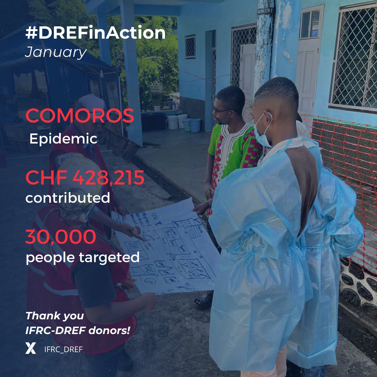 IFRC_DREF's tweet photo. Comoros has confirmed its first mpox outbreak. Four suspected cases reported on 21 January 2026 were confirmed on 23 January, prompting the Minister of Health to declare a national public health emergency.
By 25 January, nine cases were reported (four confirmed), linked to sea arrivals from Mahajanga, Madagascar, with concerns about possible community transmission.
Through this @IFRC_DREF operation, we’re supporting 30,000 people across Ngazidja, Anjouan and Mohéli, strengthening early detection, infection prevention, and dignified, stigma-free access to health services, with 500 trained volunteers over four months.
@IFRCAfrica 
#DREFinAction