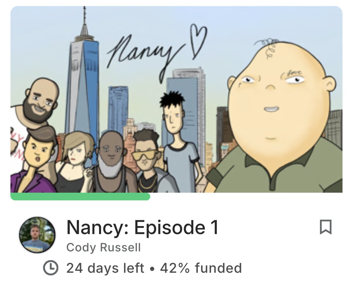 Gm World

Very surreal first 24 hours of Nancy's <a href="/Kickstarter/">Kickstarter</a> with 42% raised! Thank you to everyone who has backed and shared so far 💜 both Nancy and I are very grateful

Also wild to see sir <a href="/jessepollak/">jesse.base.eth</a> contributed as well 🫡

24 days to go
