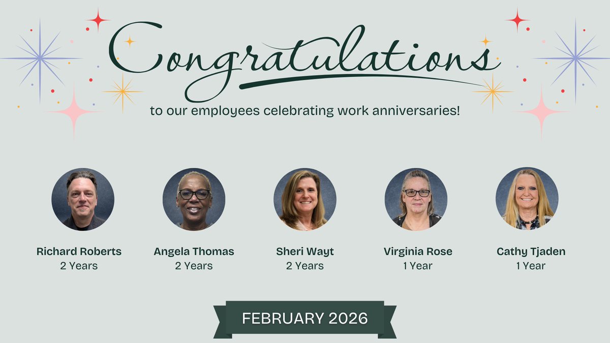 Help us congratulate these 10 incredible employees who are celebrating work anniversaries in February! 👏👏👏
Your commitment to the region is appreciated. Thank you for all you do!