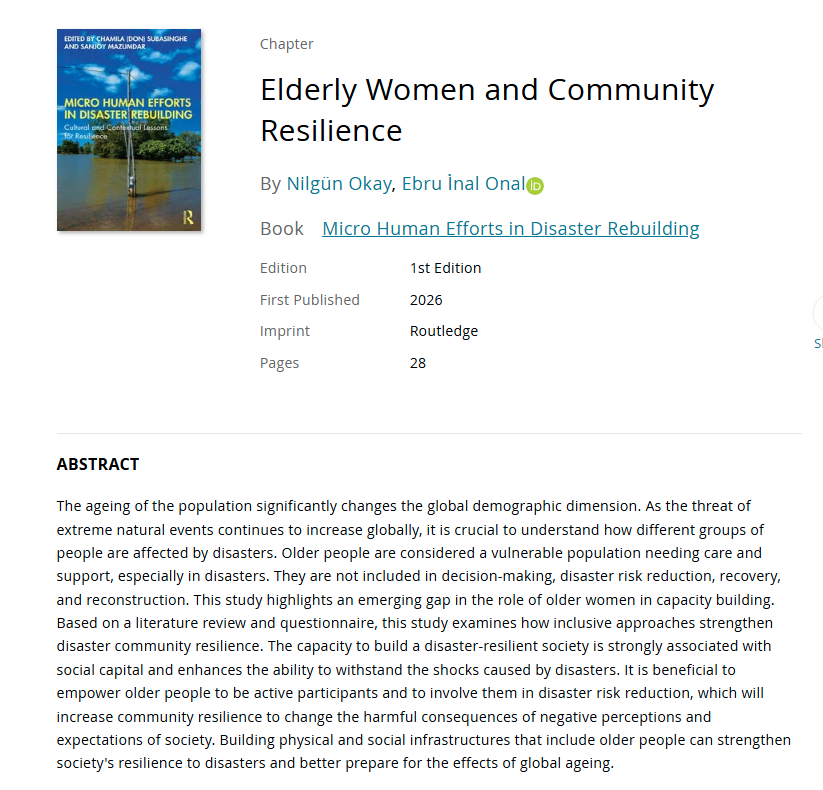 DanielPAldrich's tweet image. New #chapter from Nilgun Okay and Ebru Onal: Elderly Women and Community Resilience
TL;DR: capacity to build a disaster-resilient society is strongly associated with social capital
taylorfrancis.com/chapters/edit/…