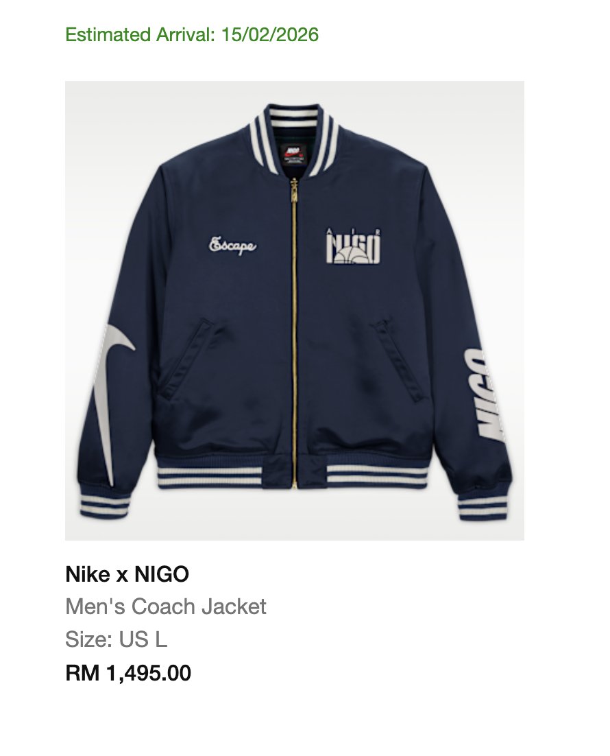 💩 @lattender just pooped a Nike x NIGO Coach Jacket (US L) at RM