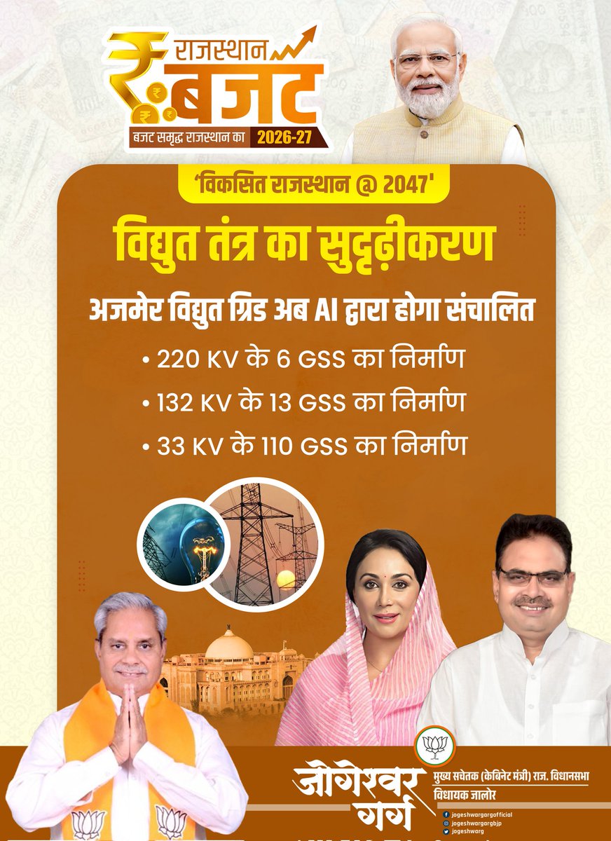 jogeshwarg's tweet photo. विद्युत तंत्र का सुदृढ़ीकरण..
#बजट_समृद्ध_राजस्थान_का https://t.co/4F8R3UFUdK