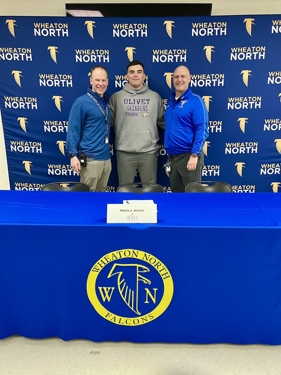 AthleticsWNHS's tweet image. BIG CONGRATS to Nikola Jevtic on his official signing today to play football for @olivetnazarene next year! We are #SoProud of you and can't wait to follow your journey there! Best of luck!! 💙🏈💛 @wnfalconfb #LetsGoFalcons #Woohoo #GoGetEm