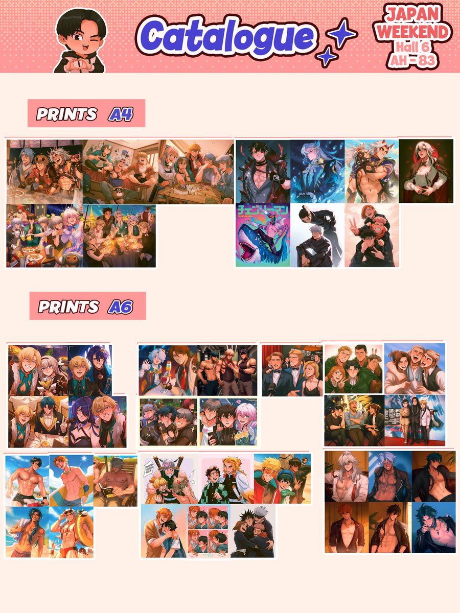 Chalseu_D's tweet photo. Holi! Aquí tenéis mi catálogo para la Japan Weekend de Madrid de este finde! Podréis encontrarme en el Pabellón 6 stand AH83 ! 🥹Se puede hacer reservas también!! Solo tenéis que enviarme un DM 🫦 https://t.co/9uK6sW0F3v