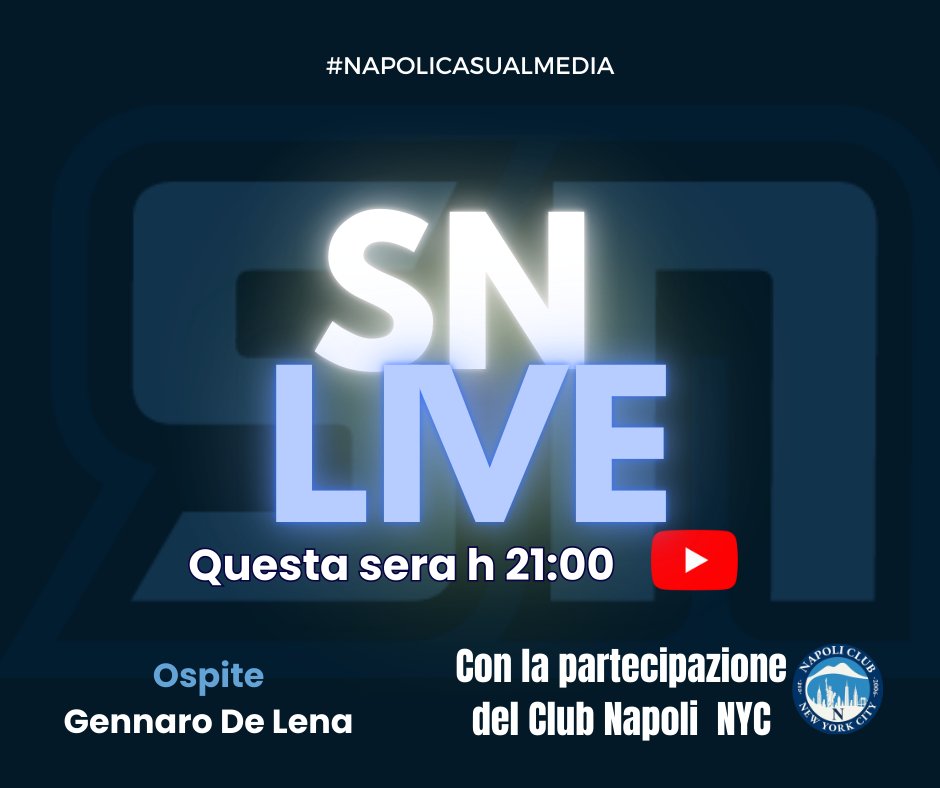 La partita con il Como, gli errori arbitrali, gli infortuni, lo stadio e altro ancora stasera alle 21:00 con SNLive!
#Napoli 
<a href="/Zigeuner76/">Gennaro De Lena</a> <a href="/NapoliClubUSA/">Napoli Club NYC</a>