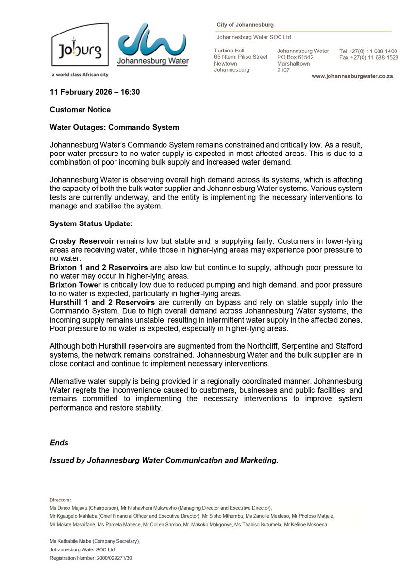 Johannesburg Water tweet media