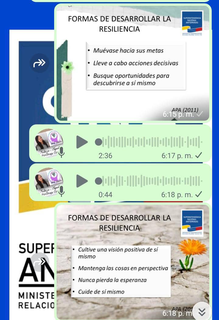 SUNAD_Apure's tweet photo. #entérate 📝 El COF de la Sna Apure realizó un foro chat con trabajadores y trabajadoras denominado:La Resiliencia como base para la prevención, mediante la plataforma de WhatsApp, ofreciendo información actualizada sobre la resiliencia y su relación con la prevención https://t.co/6EV0xVQrGS