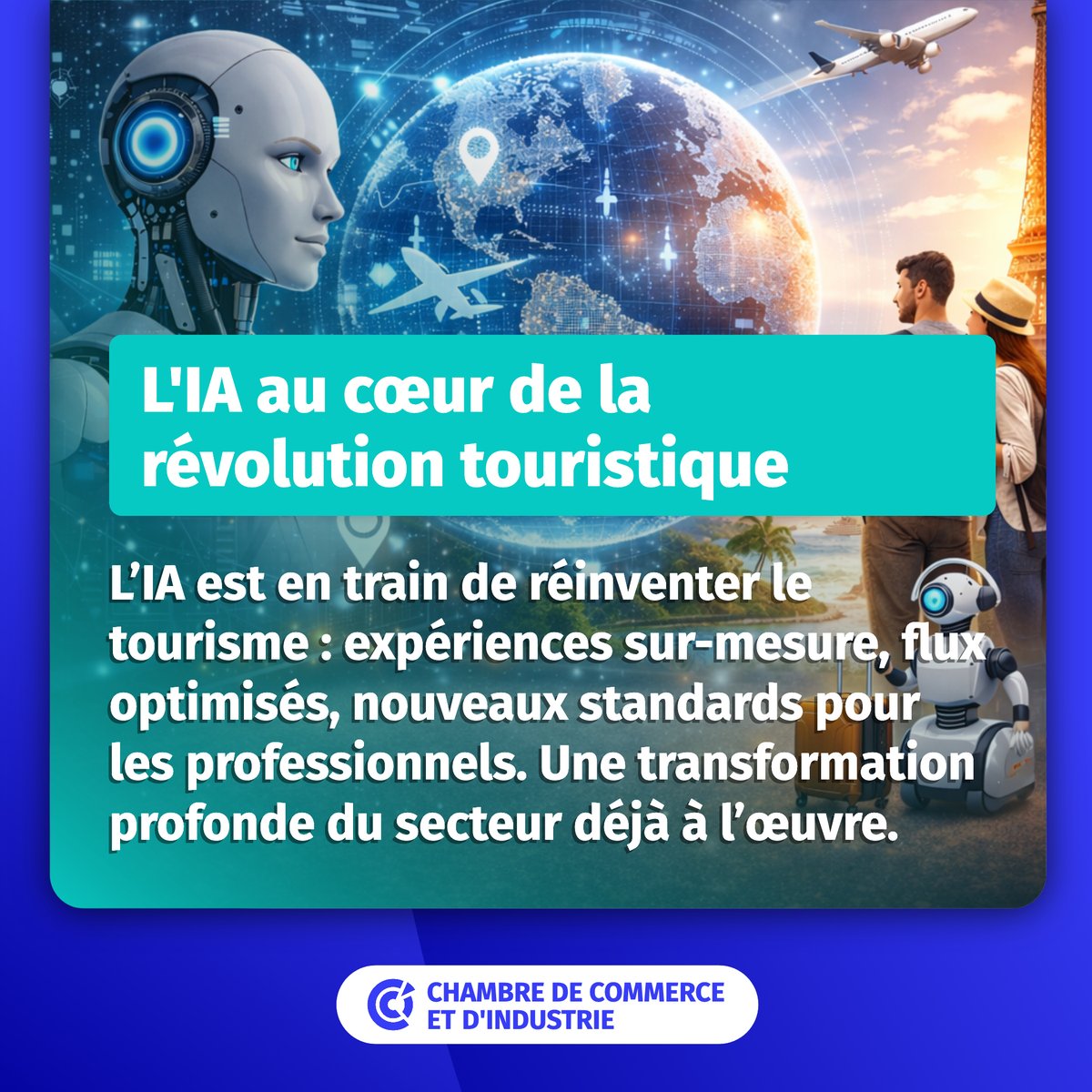 CCI_DD's tweet image. 🔵 #Numérique | Le réseau des #CCI se mobilise en faveur de la #transition numérique des #entreprises. Ex avec ce rapport publié par la @CCI_Paris_IdF qui décrypte les opportunités et les défis à ne pas rater en matière d'#IA et de #tourisme 👉🏻 shorturl.at/BfgDg