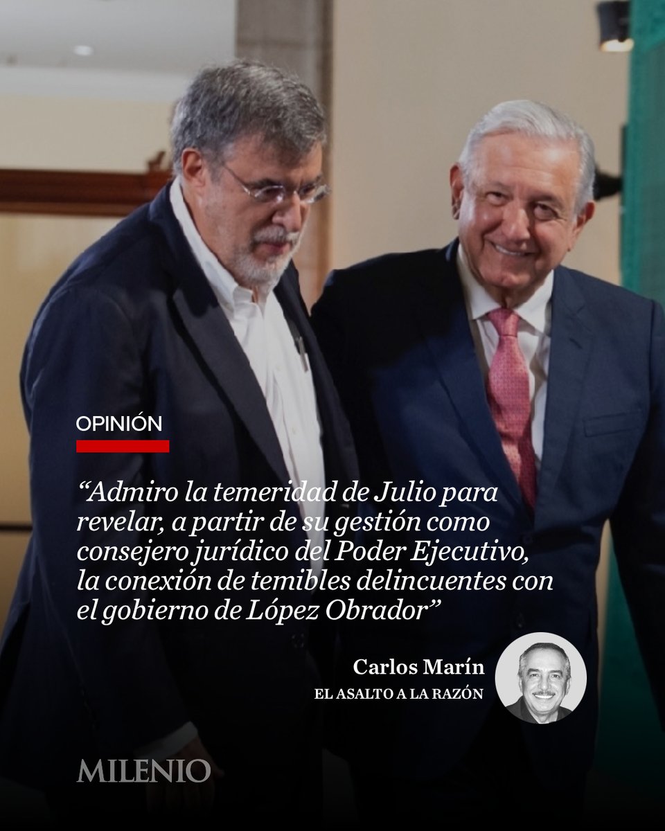 #ElAsaltoALaRazón | "Julio Scherer Ibarra y Jorge Fernández Menéndez han publicado Ni venganza ni perdón (Planeta), donde revelan los vínculos con poderosos criminales del ex vocero de Andrés Manuel López Obrador —hoy jefe de asesores de la presidenta Claudia Sheinbaum—, Jesús