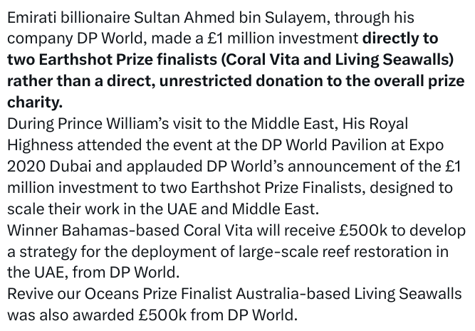 CeeBee_CeeBee's tweet photo. It appears Earthshot has been called into question with regards to Sultan Ahmed bin Sulayem being mentioned in the JE files & having made donations to Earthshot Prize Winners - so I thought I'd share this ⬇️for clarification because I'm f*cking sick of all n' sundry dragging the BRF over something that Airmile's allegedly did and of course let's not forget the HUNDREDS of other men/women (mostly AMERICANS of which JE was one) that were caught up in their associations with JE but are STILL 'living it large' with absolutely ZERO repercussions, ZERO investigations and ZERO accountability despite being sat on the doorstep of congress/eff bee eye!!!   
Deflect, deflect, deflect!