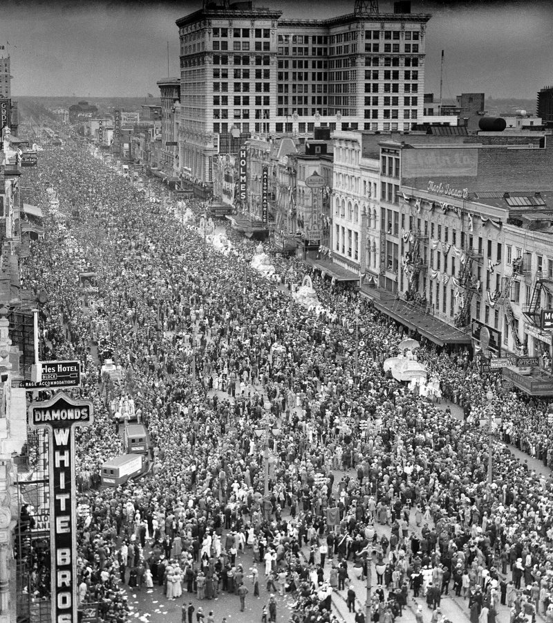 #TBT - Mardi Gras Rex parade along Canal Street in New Orleans La.,1945.