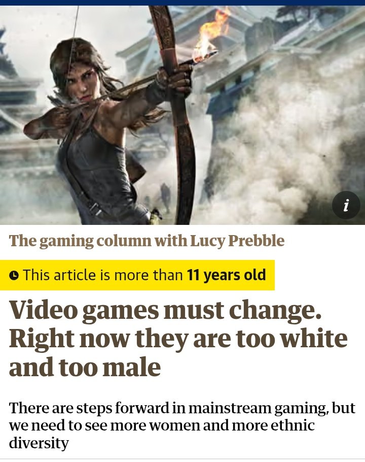 that1idiot099's tweet photo. @J1NX3D4LIFE Liberals started the conversation about identity in games and now that it's not going their way now they want to go back to focusing on game design. Should have never started putting out articles saying there were too many white dudes in gaming. https://t.co/XHcCSYYCKL