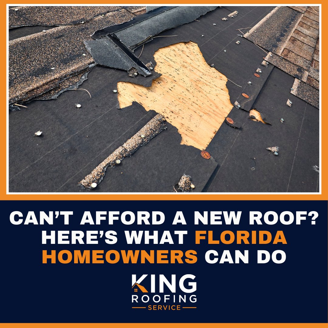 _kingroofing's tweet photo. ⚠️ Can���t afford a new roof right now? You’re not alone.

Read our full blog here: https://t.co/df8GuDMfUL

📞 Contact us today for a free estimate
🧮 Start with our online roof calculator to see what’s possible.

#RoofRepair #FloridaHomeowners #RoofingHelp #KingRoofing https://t.co/DtQOiltQ6G