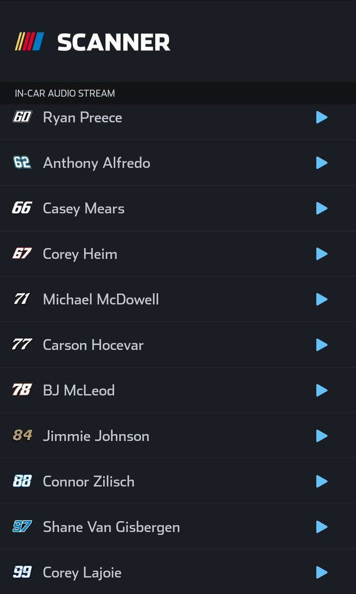 According the the NASCAR scanner Corey Lajoie is in the Trackhouse 99 car.