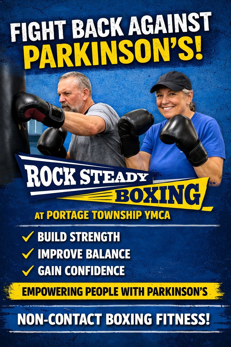 Parkinson’s doesn’t get the final say. 🥊

Rock Steady Boxing at the Portage Township YMCA is a non-contact, boxing-based fitness program designed to improve strength, balance, mobility &amp; confidence for those fighting Parkinson’s.

Learn more: bit.ly/4pE91he 💪