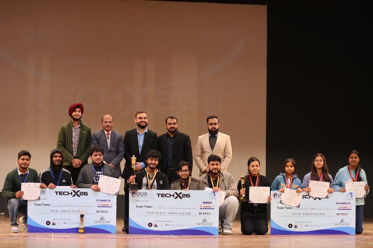 _lpcps's tweet photo. 🚀 TECHX’26 — 24 hours of pure innovation by AI Club, LPCPS. History made. ⚡
Powered by Cyber Intelligence Community Lucknow | AI Cyber Guru | Google Developers Group | Lucknow AI Labs

#TECHX26 #Hackathon #AICLUBLPCPS #Innovation https://t.co/unxcVMRVPF