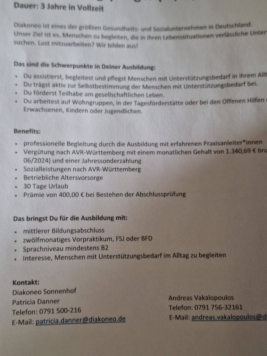 GlobalMoveHub's tweet photo. TO WHOM IT MAY CONCERN, 

Ausbildung in Germany 🇩🇪. They are begging u to come?
Zoom this letter and perhaps translate for better understanding bcuz it was written in German.

You will see Gehalt 1,340,69 euros 💶. 
That is monthly payment while doing the Ausbildung. . Over  2 million naira equivalent. 

30 Tage Urlaub/ 30 days holidays. That's 30 working days apart from weekends and public holidays. So u can have more than 40 days and u got paid. 

If u pass the Ausbildung exam, you get free 400 euro.  Some pay 1k euros. 
U see FSJ or BFD both means free/ volunteering work( weather u have the  practical experience.

Now here's the point 👉 

Sprachnivaeu mindenstens B2
 The least German  🇩🇪 language level is B2. 

So this is the reason why I posted this. Without B2, forget it.

Nursing Ausbildung in Germany 🇩🇪 is general. You work in different sectors. 
So u need the language to communicate better and MUST be B2 IN DEUTSCH.

Best wishes!