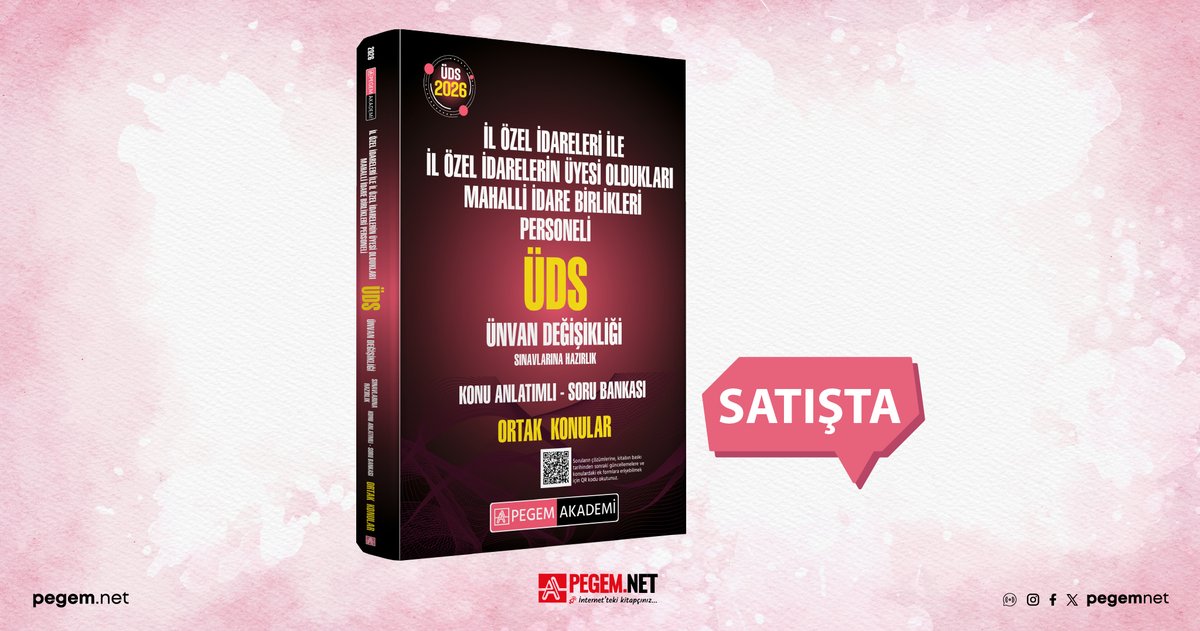 2026 ÜDS İl Özel İdareleri ile İl Özel İdarelerin Üyesi Oldukları Mahalli İdare Birlikleri Personeli Ünvan Değişikliği Sınavlarına Hazırlık Konu Anlatımlı Soru Bankası Ortak Konular kitabımız satışta!

İncelemek için 👉 pegem.net

#pegemnet  #üds #ilözelidareleri
