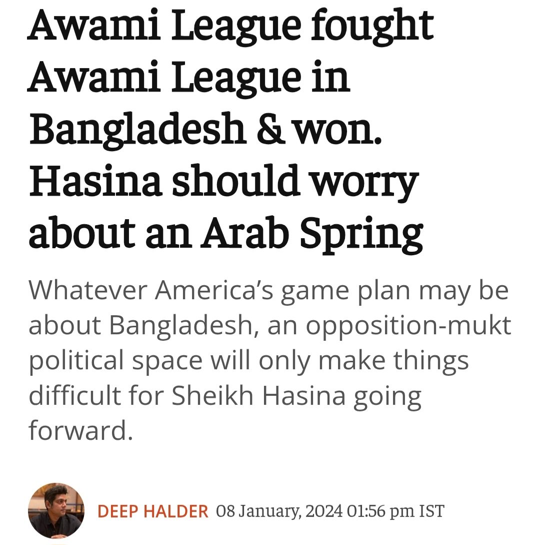Headline for the column I wrote for <a href="/ThePrintIndia/">ThePrintIndia</a> after the last election in Bangladesh on January 7, 2024. Barely months later, Hasina was gone. Tomorrow Bangladesh goes to polls again. What next for Bangladesh?