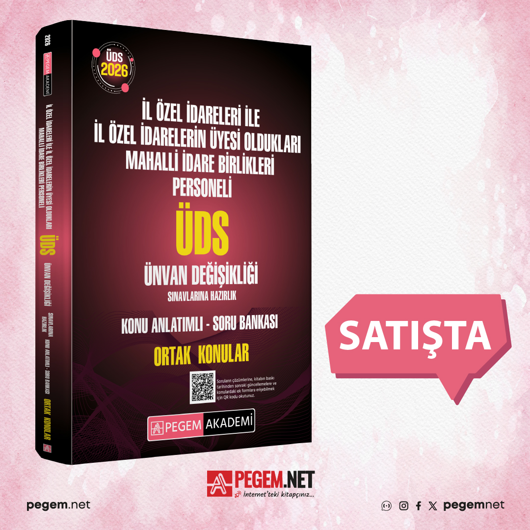 2026 ÜDS İl Özel İdareleri ile İl Özel İdarelerin Üyesi Oldukları Mahalli İdare Birlikleri Personeli Ünvan Değişikliği Sınavlarına Hazırlık Konu Anlatımlı Soru Bankası Ortak Konular kitabımız satışta!

İncelemek için 👉 pegem.net

#pegemnet  #üds #ilözelidareleri