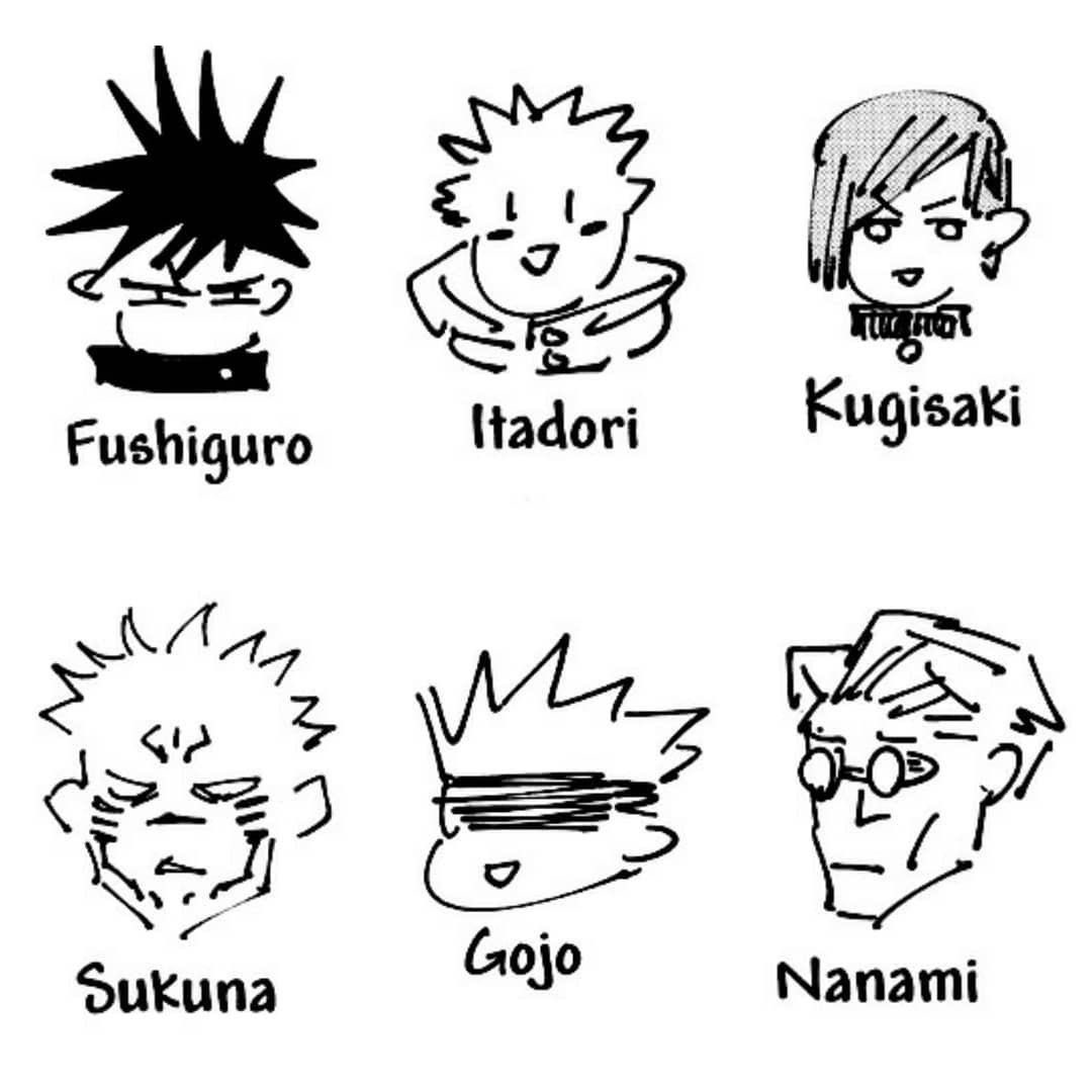 Gege drawing his characters 😭