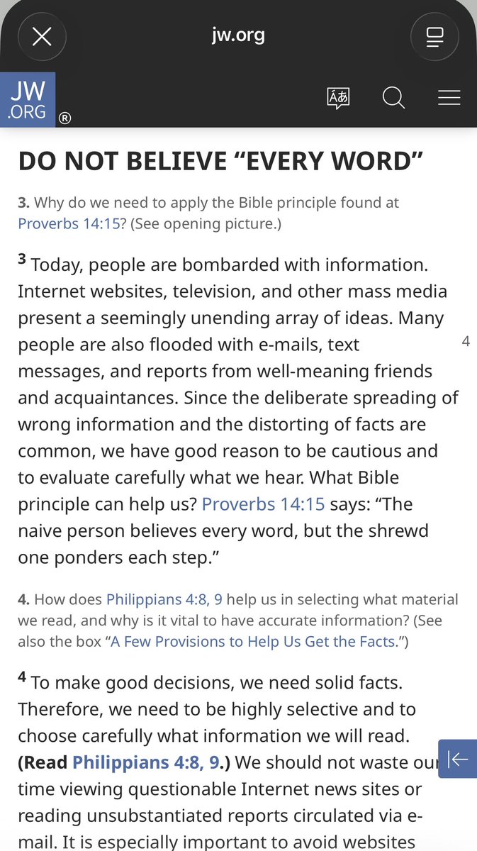 stackerco's tweet image. How Jehovah Witnesses try to control information their members consume:

“Satan and those under his influence often mix lies with truths … Apostates use similar tactics today. How should we react to apostate teachings? Treat them as the poison they are! Never read them, reply to