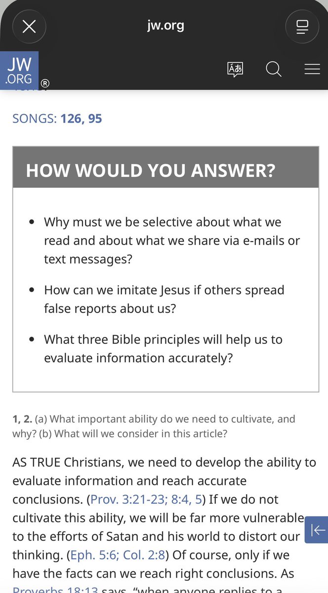 stackerco's tweet image. How Jehovah Witnesses try to control information their members consume:

“Satan and those under his influence often mix lies with truths … Apostates use similar tactics today. How should we react to apostate teachings? Treat them as the poison they are! Never read them, reply to
