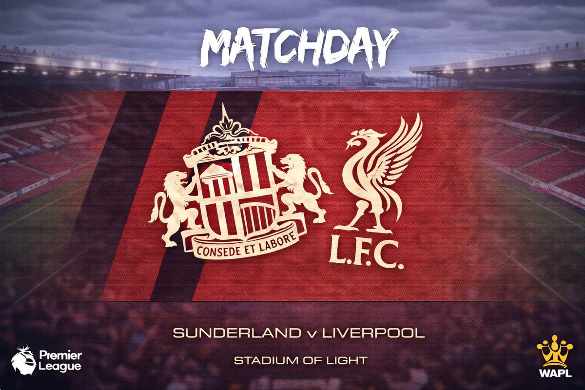 WeArePLeague's tweet image. ◉ Premier League • Rodada 26 

Matchday 

🕔 5:15pm 

🏟 Stadium Of Light 

⬛️ Sunderland v Liverpool 🔴 

📺 TNT Sports UK 🇬🇧 • Disney+ 🇧🇷 

🏆 #PremierLeague 

#WithPride 

#SUNLIV 

#WAPL