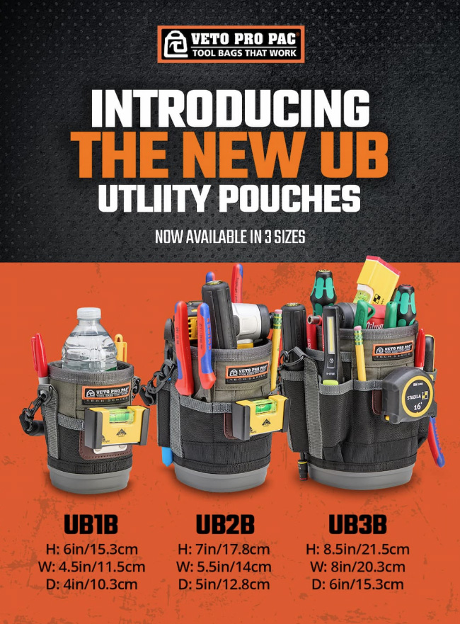 Check out this new product from VETO PRO PAC!

Each UB bag features a large main compartment with a water-resistant, wipeable interior and an expandable/closable cinch-top, external tool pockets and lots more!

Check out all the specifics on our website: ow.ly/pKiQ50Yawv1