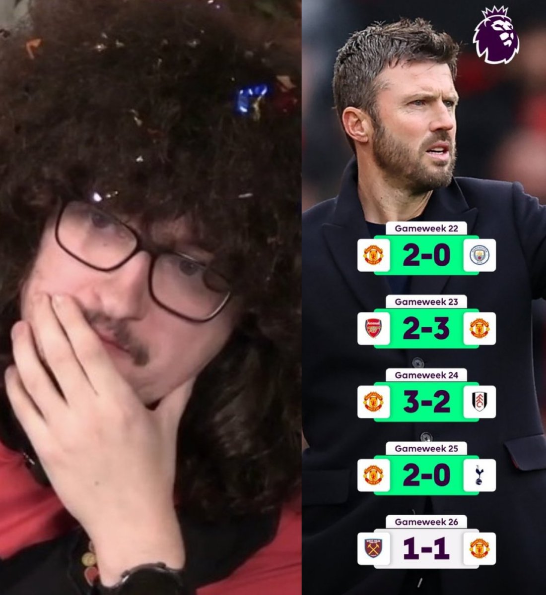 • No importa un reto. 
• No pone más presión, somos el Manchester United.
• No se puede basar un análisis en un reto de Internet.
• No se tiene porque lanzar hate a alguien que solo está haciendo contenido.

Son 4 victorias y 1 empate en 5 partidos, estamos en el top 4 y