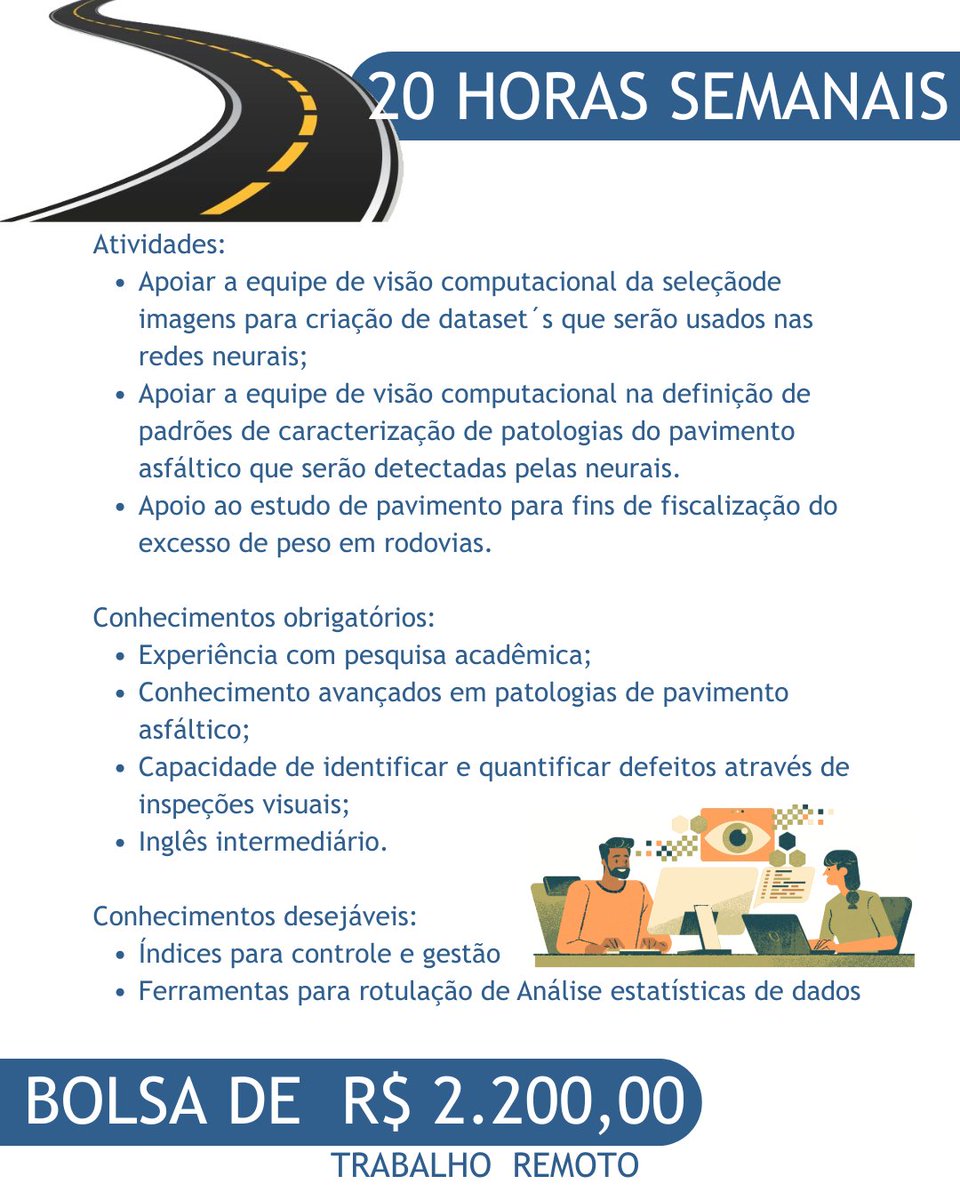LabtransUFSC's tweet image. 🚀 BOLSA DE MESTRADO EM ENGENHARIA CIVIL – LABTRANS/UFSC

Se você é da Engenharia Civil e quer atuar com pesquisa aplicada, inovação e tecnologia em pavimentos, essa oportunidade é para você! 👇

📚 Atividades:
✔️ Apoiar a equipe de visão computacional na seleção de imagens para